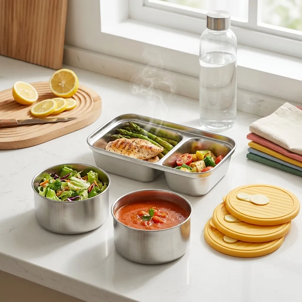 Food Storage Oven Safe - Conjunto de marmitas de aço inoxidável